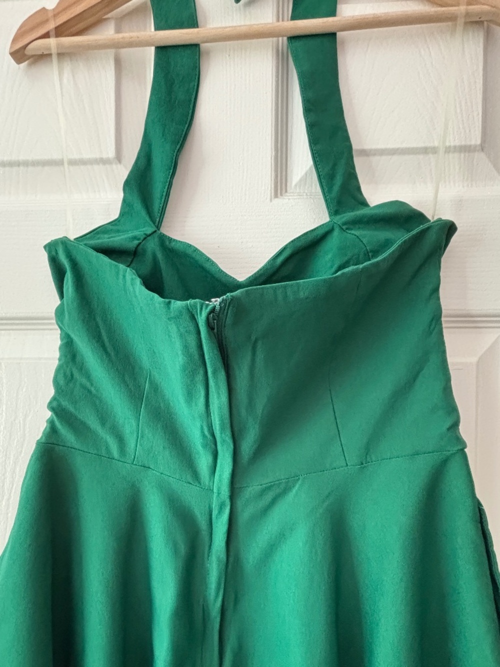 Unique Vintage Halter Swing Dress - Emerald Green Size L - Picture 7 of 13